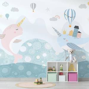 Art Gift Decor Детски фототапет - Вълшебни китове