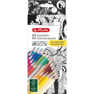Herlitz Antistres trojhranné lakované pastelky 24 barev 50007479