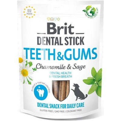 Brit Дентални пръчици Brit Dental Stick Teeth & Gums with Chamomile & Sage с Лайка и градински чай за здрави зъби и венци- 7бр