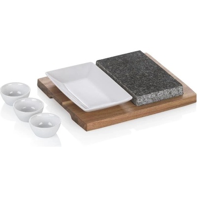 Kela Servírovací misky žhavý kámen XL Country akátové dřevo tmavě šedá 29,0x23,0x4,5cm