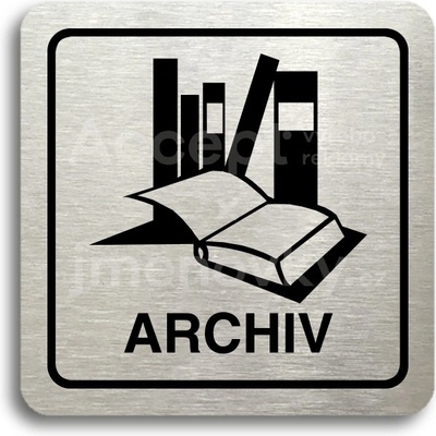 ACCEPT Piktogram archiv - stříbrná tabulka - černý tisk