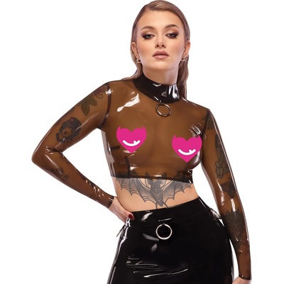 LateX Latex Crop Top with Long Sleeves 2901374 Smoky Transparent L