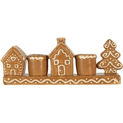 Keramický svícen perníkové chaloupky Gingerbread Cott - 21*4*8 cm - Clayre & Eef