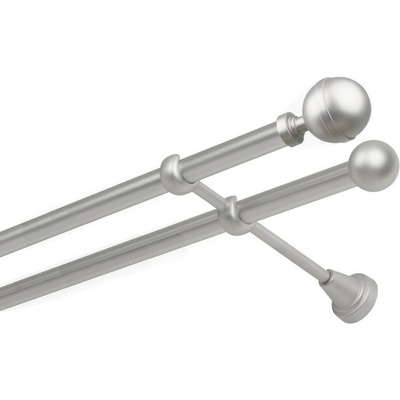 OK-GarnýžeCZ Garnýž kovová dvouřadá 19mm Kalisto satina 170 cm do stěny / na tunýlek - bez kroužků