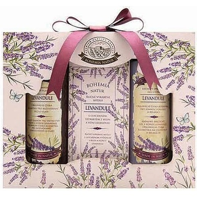 Bohemia Gifts & Cosmetics Lavender krémový sprchový gél 100 ml + šampón na vlasy 100 ml + krémové mydlo s glycerínom 100 g darčeková sada