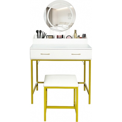 Aga toaletní stolek se zrcadlem a osvětlením matný bílý MRDT24