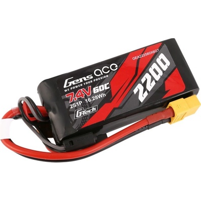 Gens ace G-Tech 2200mAh 7,4V 60C 2S1P Lipo baterie s konektorem XT60