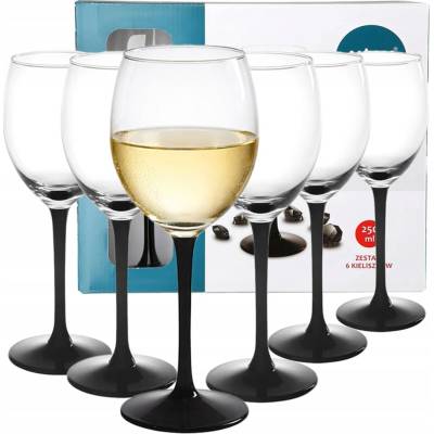 Design Skleničky na bílé víno Altom Onyx bezbarvé černé 6 x 250 ml