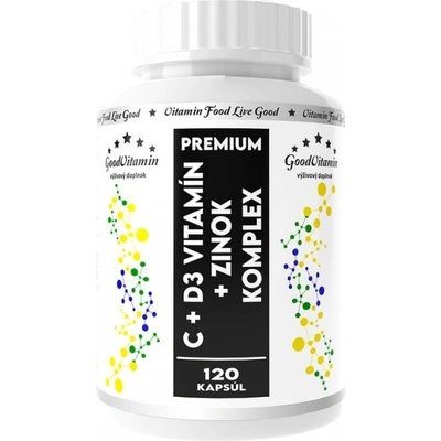 GoodVitamin Premium C + D3 Vitamín + Zinok Komplex 120 kapsúl