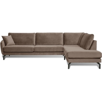 Scandic Кафяво-бежов ъглов диван от кадифе (десен ъгъл) Magic - Scandic (16559SN-mouse)