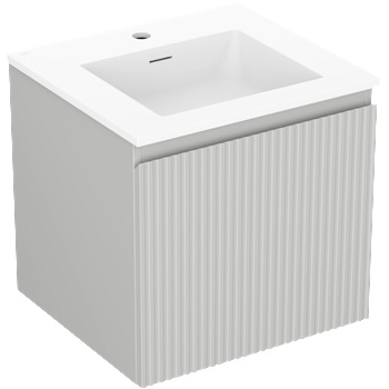 Mexen Rivel шкаф за баня 50 см с мивка Otis, 1 чекмедже, рифелован, сив мат/бял мат - 91A20-05047-1-BF62-W18M01 (91A20-05047-1-BF62-W18M01)