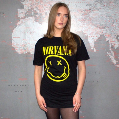 Rock Off šaty Nirvana Yellow Happy Face
