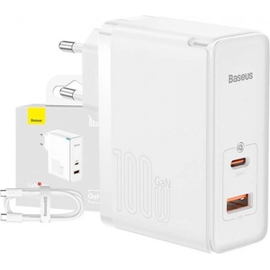 Baseus GaN5 Pro Wall charger USB-C + USB, 100W + 1m cable
