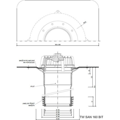 Sanačný vpust TW SAN BIT Typ: 160 BIT (186-200mm)