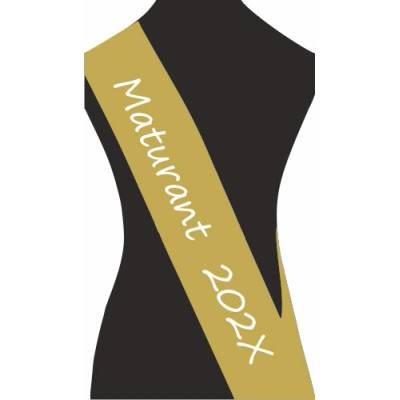 ON-DESIGN Šerpa MATURANT Barva: zlatá, Barva potisku: bílá, Fonty písma: Segoe Print