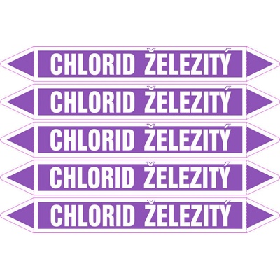 Grafiko | Chlorid železitý - dle ČSN 13 0072 - Materiál Folie s vyšší lepivostí s ochrannou laminací – High tack, Rozměr aršík 5ks šipka 400x52mm