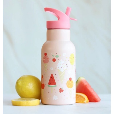 A little lovely company: Бутилка от неръждаема стомана със сламка: Сладолед - 350мл (DBSSIC70)