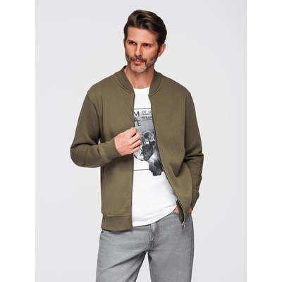 Ombre Clothing Мъжки памучен бомбър суитшърт с цип каки Ombre Облекло Ombre Clothing | Zelen | МЪЖЕ | S