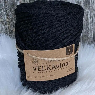 Velká vlna Špagát 3mm Uhlí
