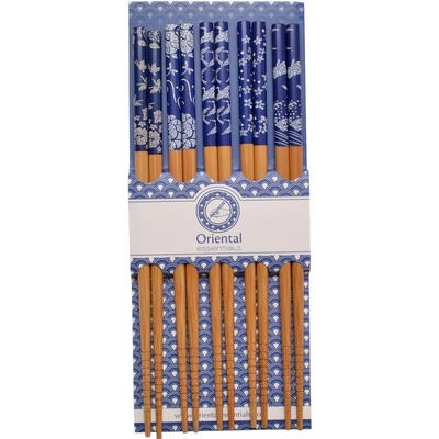 Oriental Essentials Hůlky sada 5 párů modrobílé s dekorem