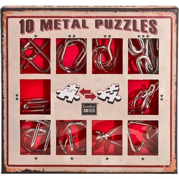 Eureka Комплект метални логически пъзели Eureka - 10 Metal Puzzles Set, червен (473358)