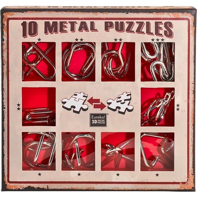 Eureka Комплект метални логически пъзели Eureka - 10 Metal Puzzles Set, червен (473358)