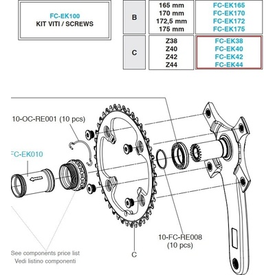 Prevodník 13s Campagnolo EKAR 38z, vr.skrutkov (rv 2021 - ....)