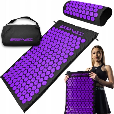 Sportvida Akupresurní a masážní podložka s polštářem 65 x 45 cm , fialová
