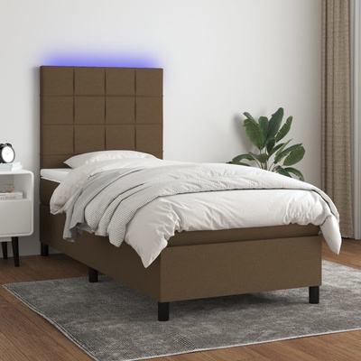 vidaXL 11461.3134856 Boxspring postel s matrací a LED tmavě hnědá textil