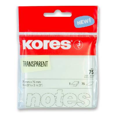 samolepicí bloček Kores 75x75mm transparentní