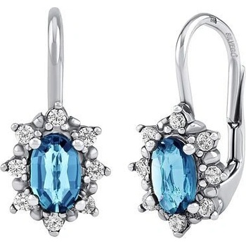 Silvego Strieborné náušnice Lina s prírodným modrým Topazom a Brilliance Zirconia JSW2001STSKL