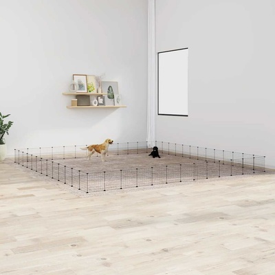 vidaXL Ohrádka pro králíky 52 panelů s dvířky černá 35 × 35 cm ocel 9799.3114023