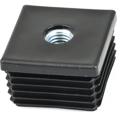 Záslepka obdélníková se závitem krátká černá - 20x20x1-2mm M8 kovový závit