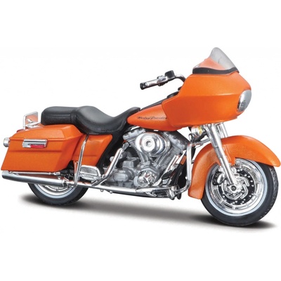 MAISTO HD Motocykel 2002 FLTR Road Glide metal oranžová blister box 1:18