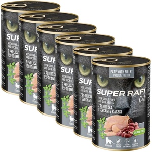 RAFI Super Rafi Cat Sterilised P&F Guinea fowl and Duck hearts 6 x 400 g