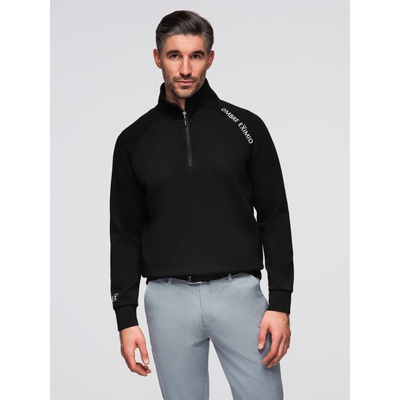 Ombre Clothing Мъжки суитшърт с висок яка и контрастен печат - черен V1 OM-SSZP-0211 Ombre Clothing Ombre Clothing | Cheren | МЪЖЕ | S
