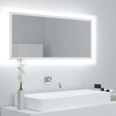 vidaXL LED огледало за баня, бяло, 100x8, 5x37 см, акрил (804940)