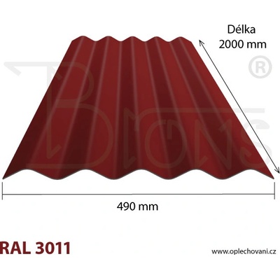 Brons Vlnovka 200 cm vínově červená