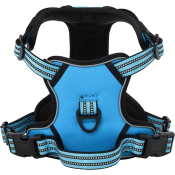 vidaXL Кучешки нагръдник с отразяващи ивици регулируем син XL (4013376)
