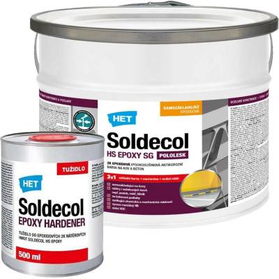 HET Soldecol HS EPOXY SG dvousložková epoxidová antikorozní barva na kov a beton 3 l (2,5 l barva + 500 ml tužidlo) Bílá