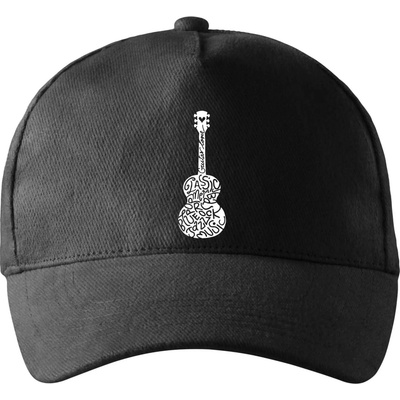 Gitara názvy hudobných štýlov so zahnutým šiltom a mosaznou sponou Čierna