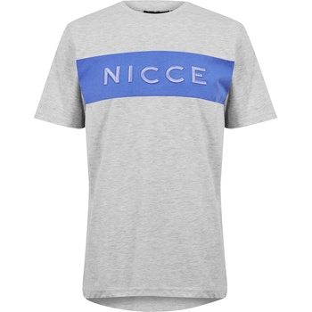 Nicce Мъжка тениска Nicce Mercury Stripe T-Shirt - Oatmeal Marl/ Iris Blue Mens - Oatmeal/Iris