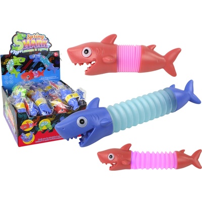 mamido Antistresový naťahovací žralok so svietiacim LED Pop Tube
