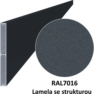 Hliníkový profil 160x16x6000 mm s povrchovou úpravou se strukturou, antracit RAL7016
