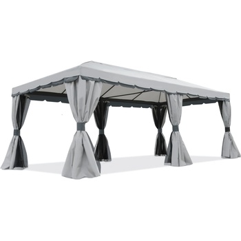 Garden Point Сив градински павилион със завеси Valencia 4x6m Garden Point (GAP1126)