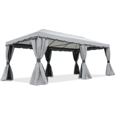 Garden Point Сив градински павилион със завеси Valencia 4x6m Garden Point (GAP1126)