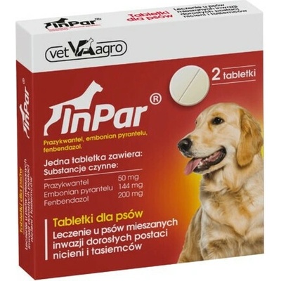 VET‑AGRO InPar tablety na odčervenie psa vnútorné parazity 2 tablety