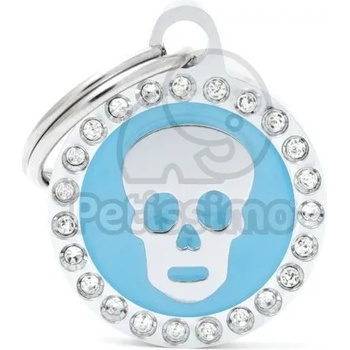 Image 1 of My Family адресник - Блестящ, закръглен череп син