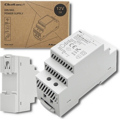 Qoltec Napájecí zdroj na DIN lištu 24W 12V 2A Šedý