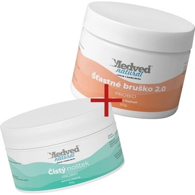 Medveď natural Čistý noštek 50 g a Šťastné bruško Probio 50 g